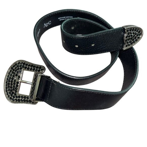 AL C Womens Belt Size XL Black Embellished Leather Western Buckle Casual main image 8